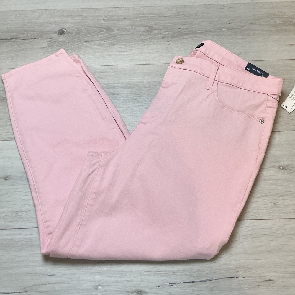 Talbots Simply Flattering Jegging Crop Pink Slimming Denim Jeans 14 New With Tag - Picture 2 of 11